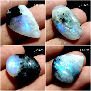 Natürlicher Regenbogen Mondstein Cabochon, auffälliger Regenbogen Mondstein, Mix Form Mondstein, loser Mondstein, weiße Regenbogen Cabs lose glatt poliert