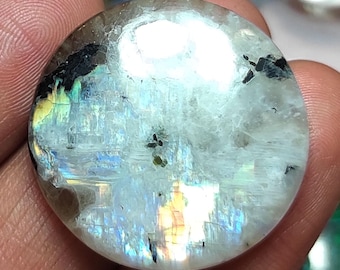 Flashy Rainbow Moonstone Cabochon: Loose Gemstone For Jewelry Making