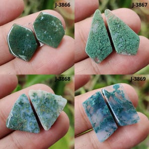 Green Moss Agate Cabochons Pair, Moss Agate Pair, Green Moss Agate Gemstone, Loose Moss Agate, Cabochons, Wholesale Price Jewelry Stones #11