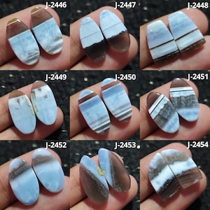 Incroyable paire de boucles d'oreilles opale bleue, paire de bijoux opale bleue, paire assortie opale bleue, opale en vrac, fabrication de bijoux, pierre précieuse en gros #J