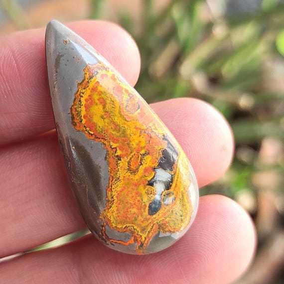 Yellow Jasper Cabochon: Pear Shape Loose Gemstone for Pendant Making