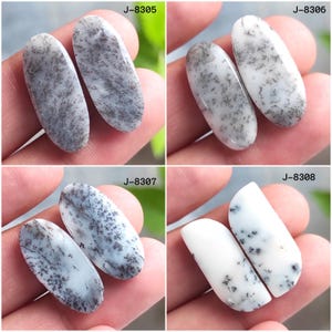 Paire de cabochons d'opale dendrite, opale dendritique, pierre précieuse polie, mélange de pierres précieuses en vrac, fabrication d'opale dendrite pour bijoux