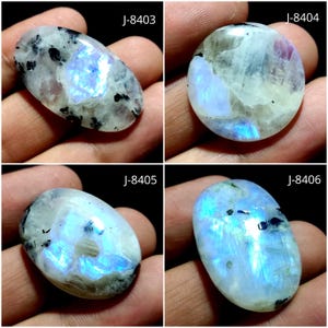 Cabujón de piedra lunar arcoíris natural, piedra lunar arcoíris llamativa, piedra lunar de formas variadas, piedra lunar suelta, cabujón arcoíris blanco suelto, liso y pulido.