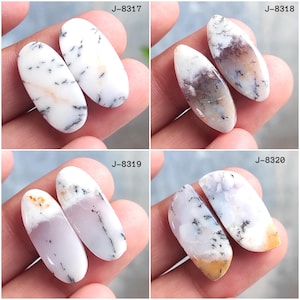 Paire de cabochons d'opale dendrite, opale dendritique, pierre précieuse polie, mélange de pierres précieuses en vrac, fabrication d'opale dendrite pour bijoux