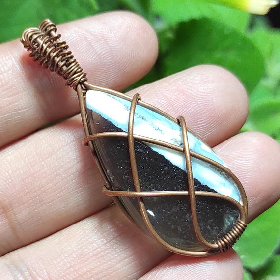 Copper Wire Wrapped Stone Pendant: Handmade Gemstone Jewelry