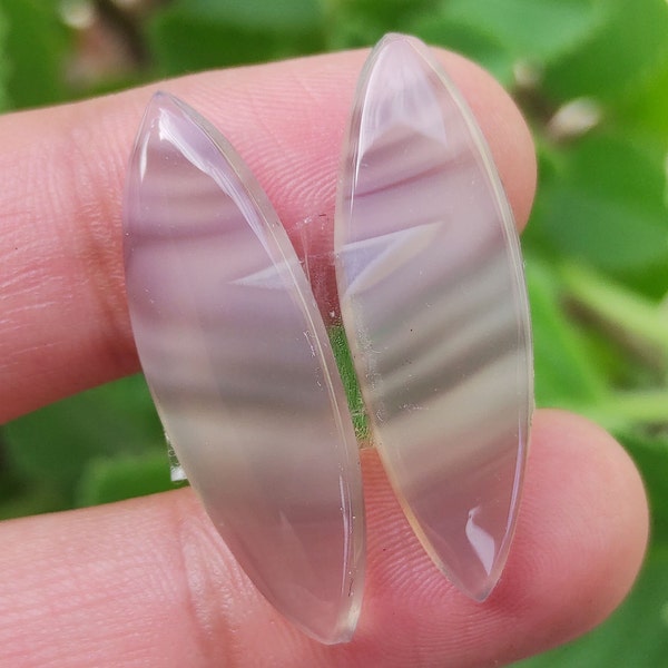 Natural Grey Banded Agate Pair, Loose Earrings Pair, Natural Agate Gemstone, Banded Agate Matched Pair Cabochon, Jewelry Making Pairs