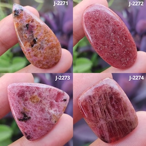 Natürlicher Rhodonit Edelstein, Rhodonit Cabochon mit flacher Rückseite, Rhodonit Stein, Oval Rhodonit, AAA Rhodonit Cabochon, Großhandel Edelstein
