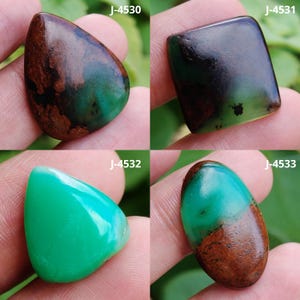 Bio Chrysopras Cabochon, Bio Chrysopras Edelstein, Flachboden Bio Chrysopras Stein, Glatte Bio Chrysopras Cabs, Birnen Chrysopras Stein