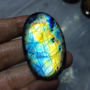 Cabochon di Labradorite di Fuoco Blu, Labradorite di Forma Ovale, Labradorite Blu, Cristallo Curativo, Pietra Preziosa di Labradorite, Pietra per la Creazione di Gioielli
