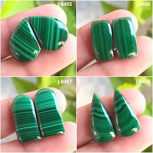 Natürliches Malachit-Paar-Edelstein, Malachit-Paar-Cabochon, Malachit-Paar-Kristall, gebänderter Malachit, Malachit-Paar-Perlen für Schmuck