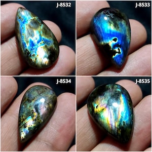 Cabochon di labradorite naturale, pietra preziosa di labradorite a forma di pera, labradorite multicolore, cristallo di labradorite avvolto con filo per la creazione di gioielli