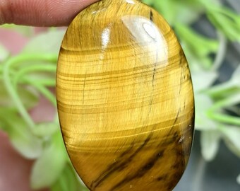 Natural Tiger Eye Cabochon: Polished Gemstone for Jewelry Making Size-24x38mm