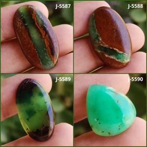 Bio Chrysopras Cabochon, Bio Chrysopras Edelstein, Flachboden Bio Chrysopras Stein, Glatte Bio Chrysopras Cabs, Oval Chrysopras Stein