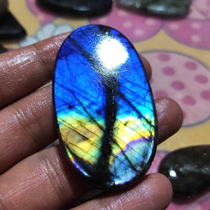 Vuur labradoriet cabochon, ovale labradoriet, paarse labradoriet, genezend kristal, labradoriet edelsteen, sieraden maken steen