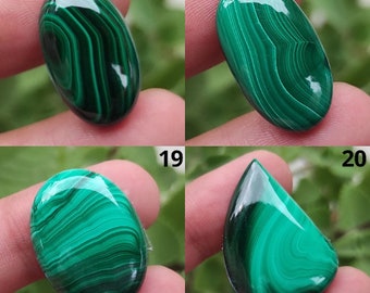 Natural Malachite Cabochon, Loose Gemstone, Green Malachite Crystal, Smooth Green Beautiful Malachite Gemstone Flat Back, Banded Malachite