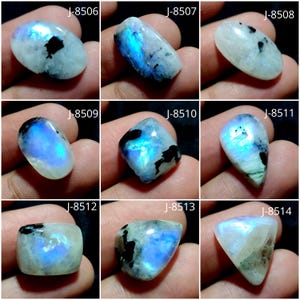 Natürlicher Regenbogen Mondstein Cabochon, auffälliger Regenbogen Mondstein, Mix Form Mondstein, loser Mondstein, weiße Regenbogen Cabs lose glatt poliert