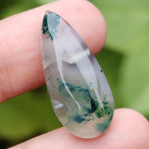Natuurlijke mosagaat cabochon, peer edelsteen, mosagaat, mosagaat voor ketting, groene mosagaat, mosagaat sieraden, draadgewikkeld