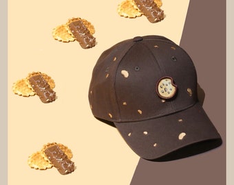 Cookie Baseball Cap: Brown Cotton Unisex Hat, Adjustable Strap
