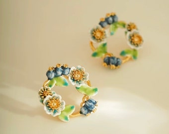 Enamel Floral Earrings: Delicate Holiday Jewelry Gift