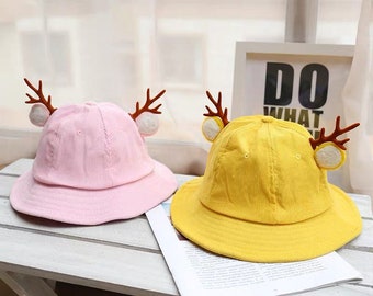 Reindeer Cute Bucket Hat | Animal Shape Hat | Children Hat | Family Match | Easter Gift | Mother’s Day Gift | Hat for All Seasons | Kid Hat