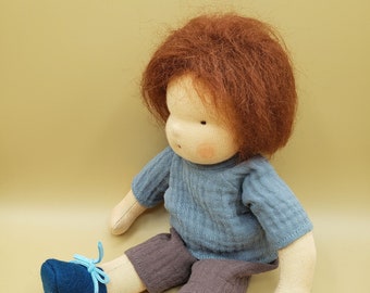Muñeca para niños. Muñeco de niño de 10,5 pulgadas (26,5 cm). Fabricado con materiales naturales. Objetos de confort. Muñeca inspirada en Waldorf.