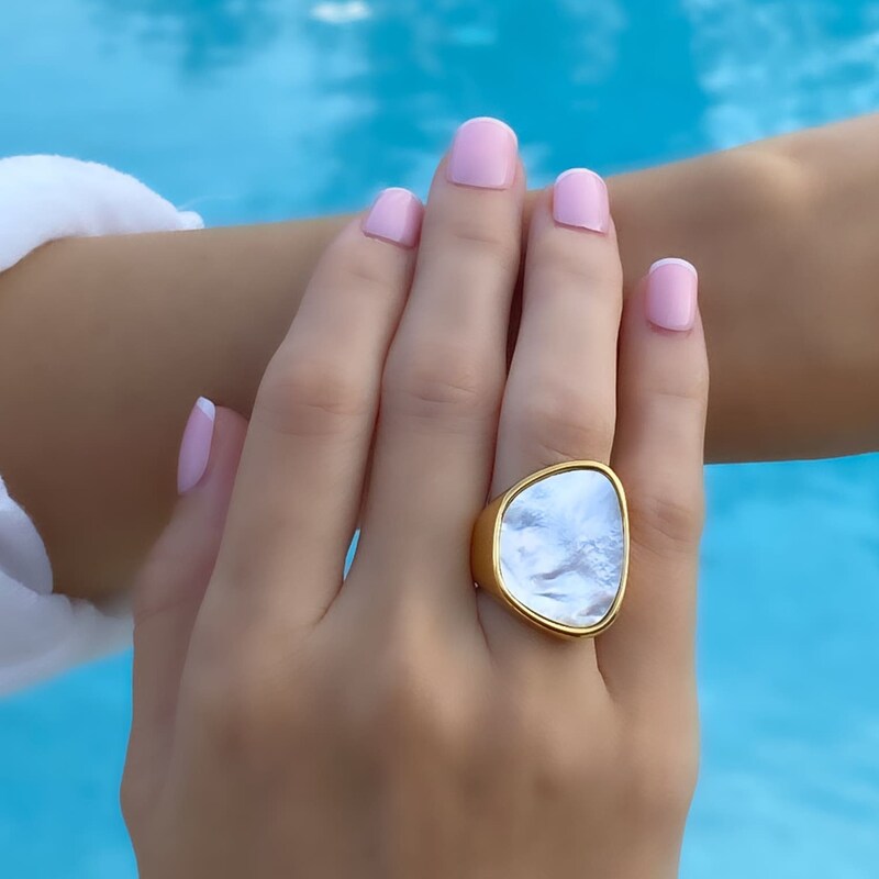 Carved Shell Ring - Etsy