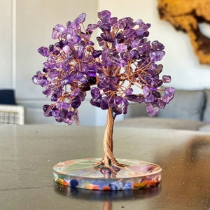 Crystal Tree Amethyst Tree Feng Shui Decor Spiritual Gift Mindful Decor Gift Meditation Crystal Tree Bonsai Gemstone Tree Large