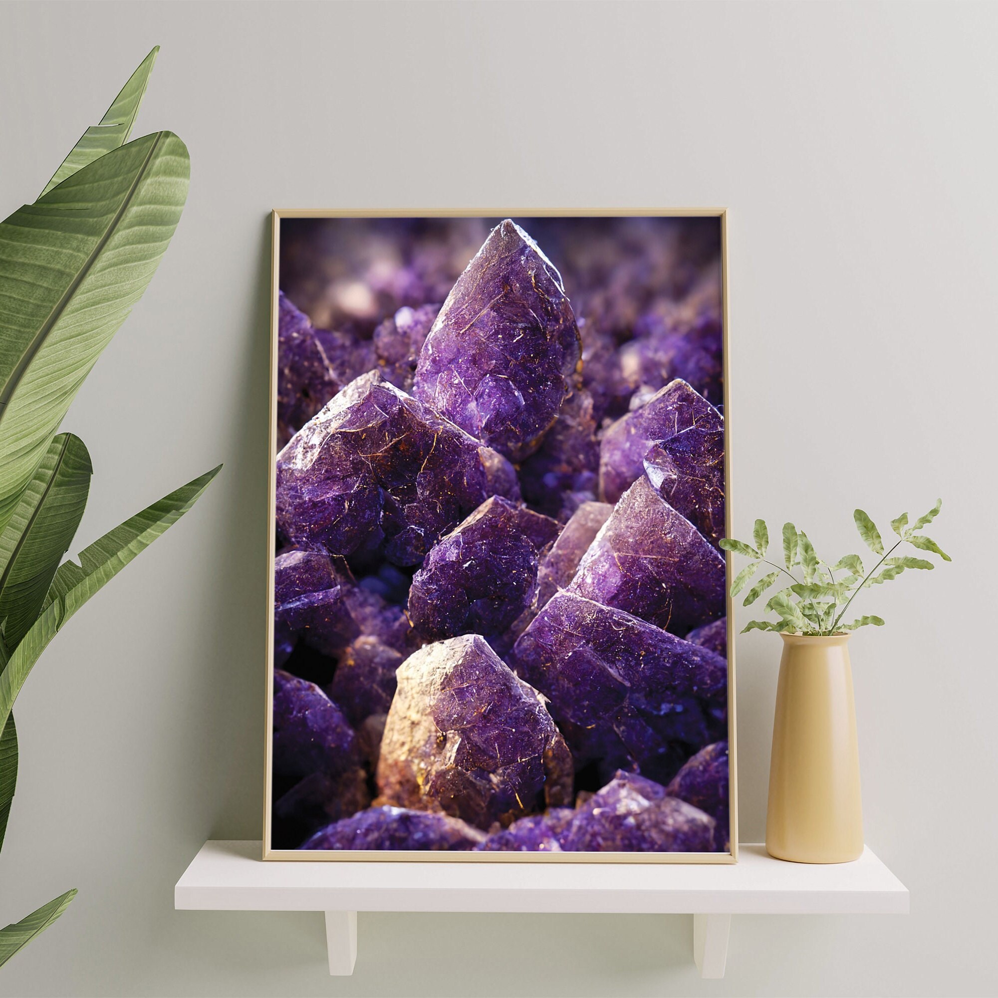 Crystals Print Set of 4 Wall Art Gemstones Painting Modern Art Etsy