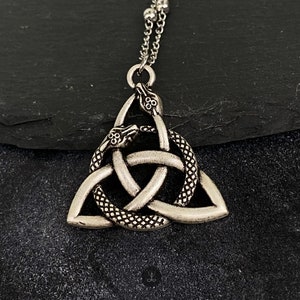 Snake Ouroboros Necklace with Triquetra Pendant Viking Celtic Art