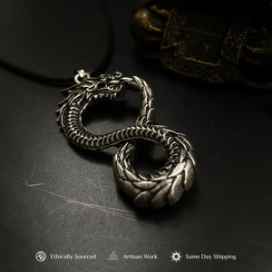 Viking Jewelry Dragon Necklace Ouroboros Necklace Viking Pendant Dragon Jewelry Mens Viking Pendants Silver Dragon Necklace Norse Jewelry