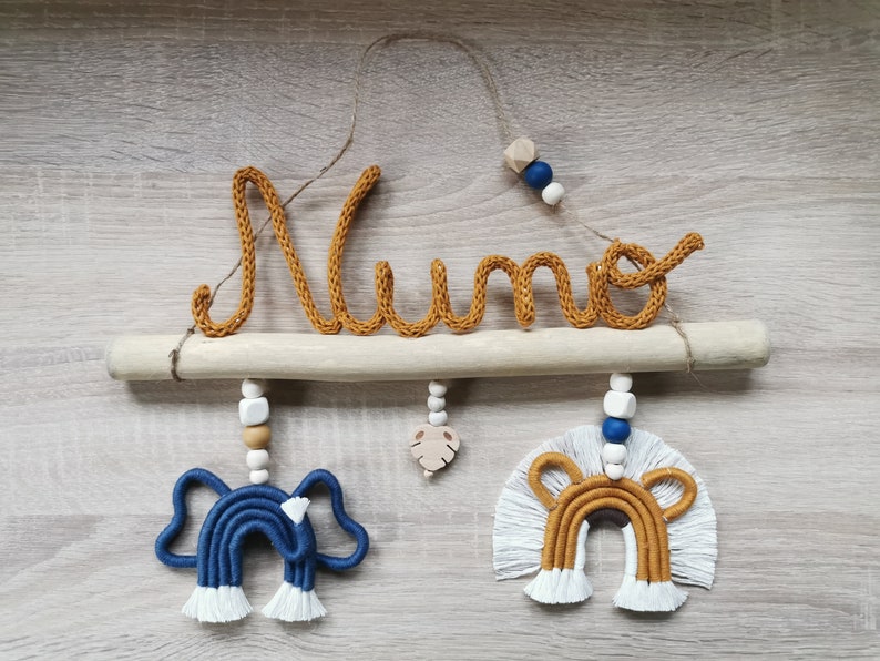 Knitting first name on driftwood and animals image 7