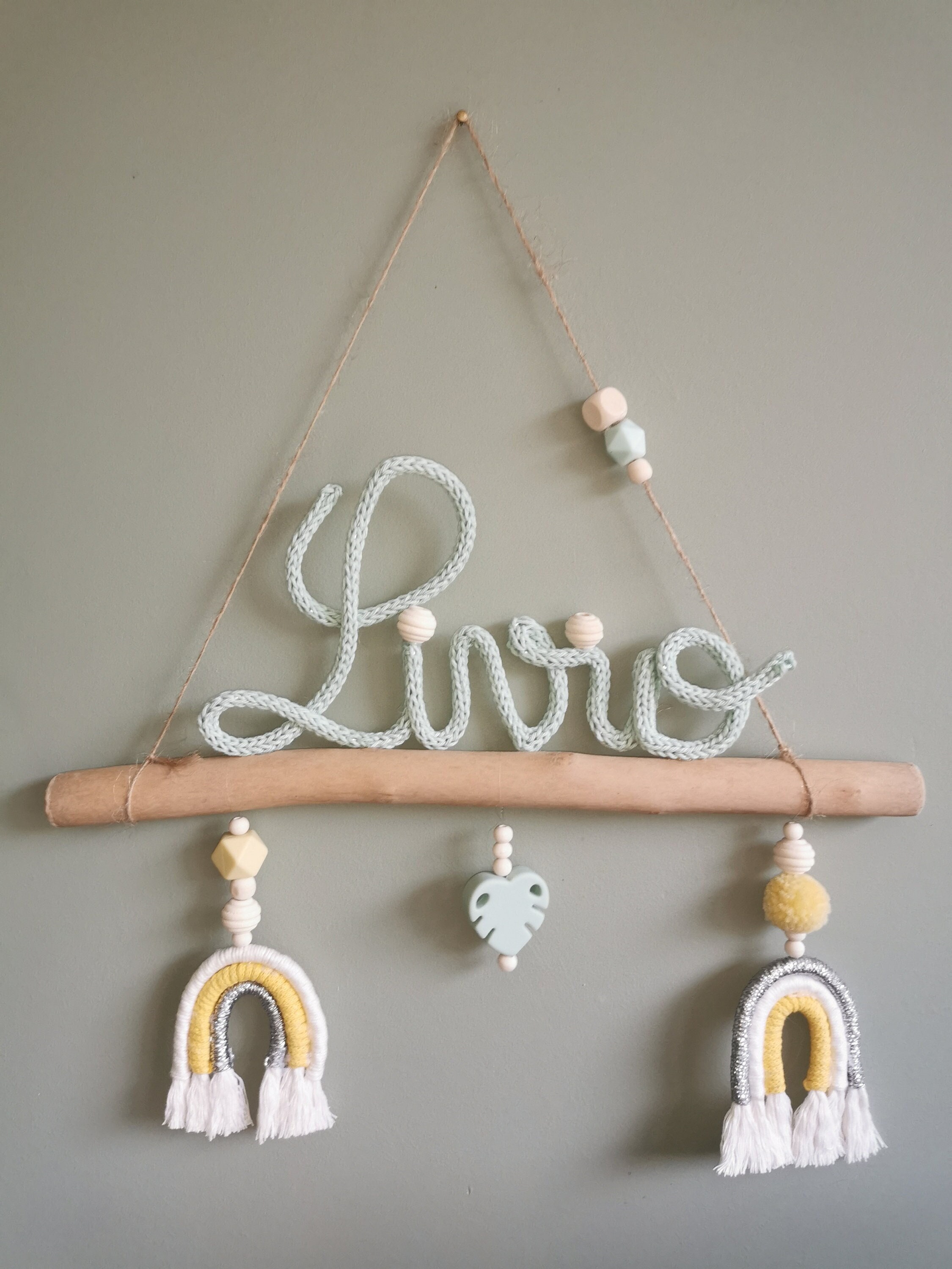 Prénom en Tricotin sur Bois Flotté