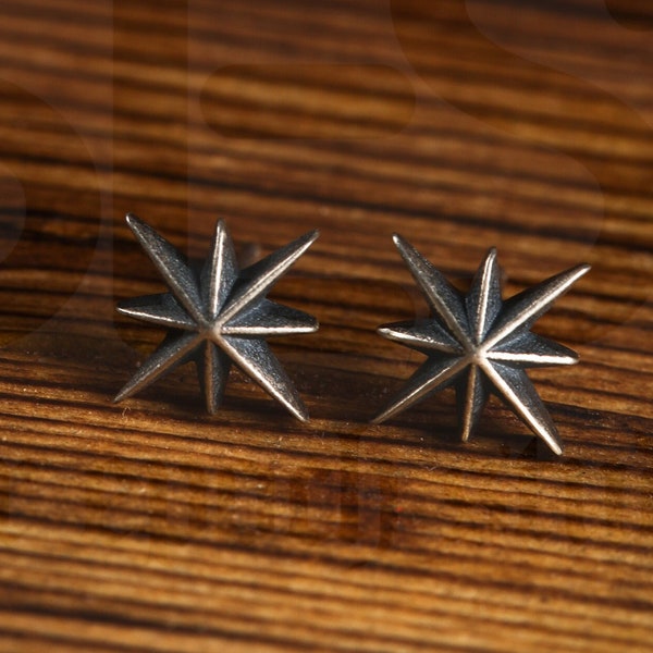 Tiny Starburst Stud Earrings/S925 Sterling Silver Earring/Sunburst Earring/Celestial Jewellery/Punk,Gothic,Medieval Jewelry/Gift for her him