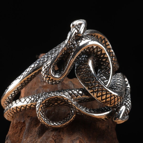 Snake Sterling Silver Ring Handmade/Unique Unisex Men Women Punk Gothic Animal Solid Medieval 925 Statement Silver Ring/Gifts for him or her