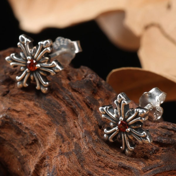 Snowflakes 925 Sterling Silver Stud Earrings Handmade/Small Snowflake/Unisex Anniversary dainty Men Women Flora/Jewelry Gift for him her