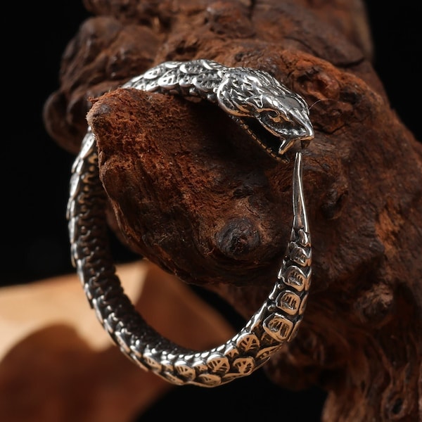 Snake Sterling Silver Ring Handmade/Unique Unisex Men Women Punk Gothic Animal Solid Medieval 925 Statement Silver Ring/Gifts for him or her