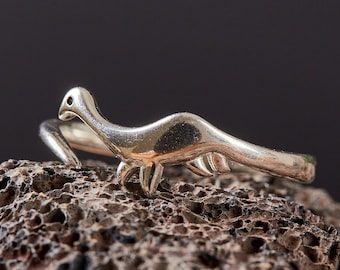 Dinosaur Sterling Silver Adjustable Ring Handmade Solid/ Unique Men Women Anniversary Dainty Animal 925 Statement Ring/Gifts for him or her