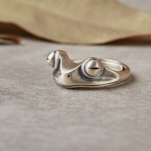 Frog Sterling Silver Ring Handmade/ Unique Men Women Solid Modern Anniversary Dainty Animal 925 Statement Silver Ring/Gifts for him or her image 6