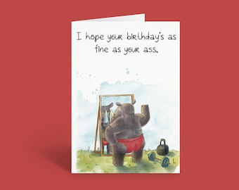 Mr. Rhinasseross | Nice Butt Birthday Card for Him | Funny, Profane Birthday Card with Original Artwork
