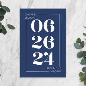 Moderne Save the Date Template, 4x6 Postcard Wedding Save The Date STD Modern Minimalist Save the Date Wedding Editable Printable Navy Blue