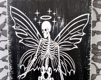 Gothic Sign, Fairy Bones, Horror Decor, Shelf Sign, Wall Sign, Wood sign, Halloween, Dark Academia, Scary, Dark, Sign, Goth, Wall Hanging