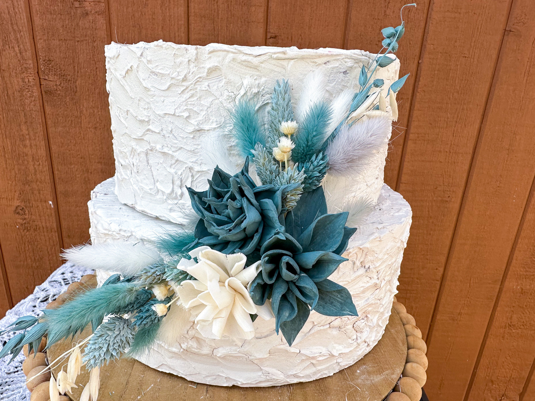 Turquesa, azul azulado y marfil Boho pastel topper decoración de flores-Boda,  novia, baby shower o cumpleaños - Madera sola, flores secas, pampa,s - Etsy  México, image size:2048x1536