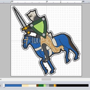 Medieval Art The Green Knight on the Blue Horse Digital Embroidery File Instant Download