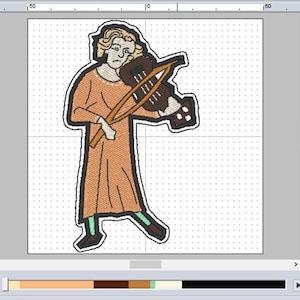 Medieval Art The Violinist Musician Embroidery File Instant Download