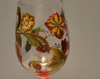 Hand Painted Wine Glass