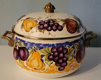 Tabletops Unlimited Vintage Dutch Oven Fruit Motif