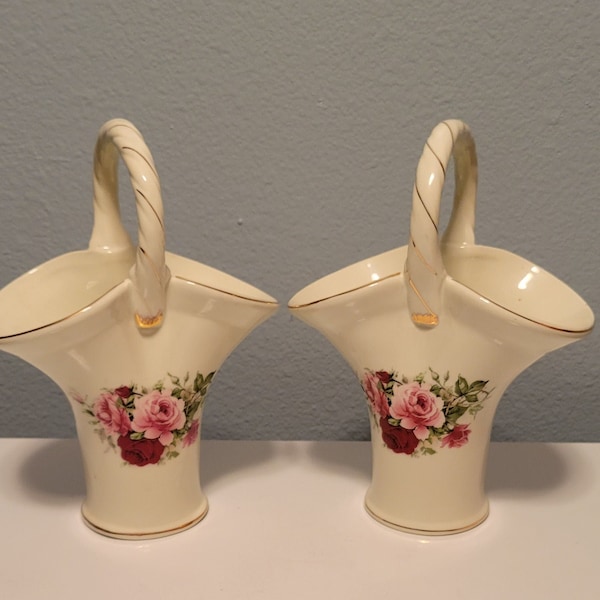 Vintage Formalities by Baum Brothers Basket Vase with Handle--Set Of 3