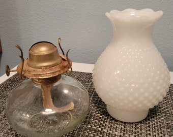 Vintage Hobnail Oil Lamp
