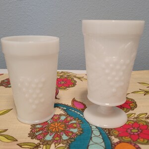 Milk Glass Harvest Grape Motif ---Set of 2 Glasses