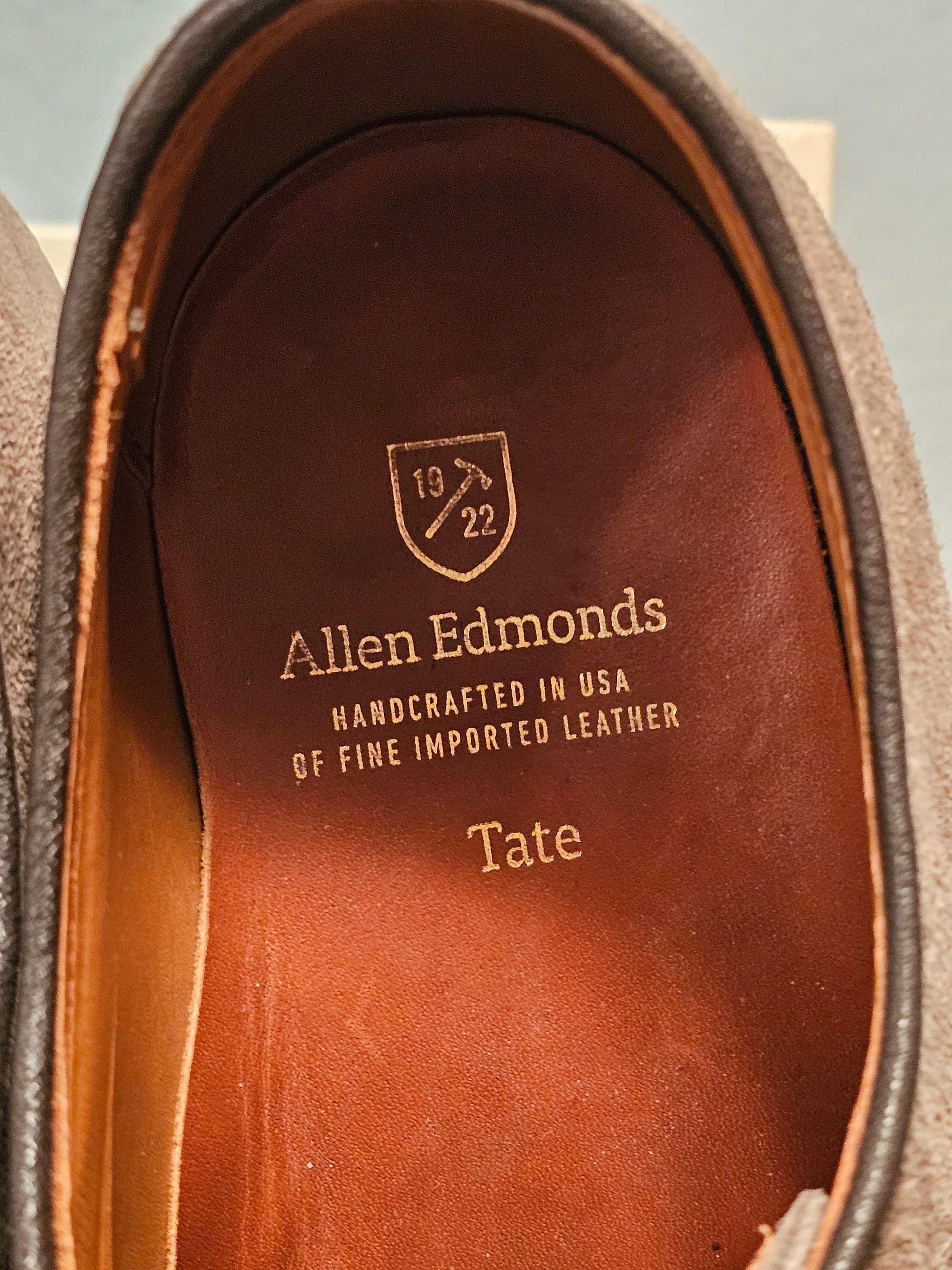 Allen Edmonds Suede Cap Toe Leather Inside Oxford Size 9 1/2 